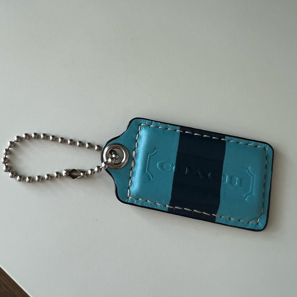 COACH Classic Blue Stripe Leather Bag Hang Tag Silver Hardware Rare! - Picture 6 of 9